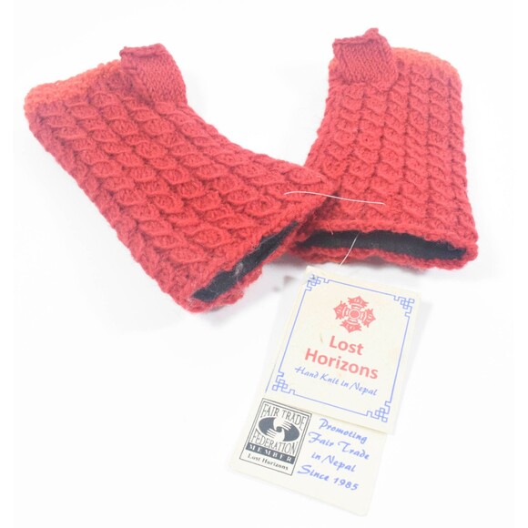 NWT Lost Horizons Nepal Wool Beanie & Finger-less Gloves Set Handmade in Nepal - Picture 6 of 7